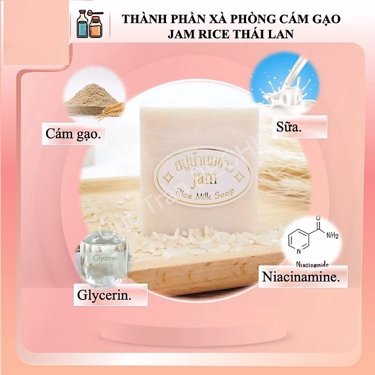 Set 3 Bánh Xà Phòng Cám Gạo Thái Lan Jam Rice Milk Soap Dưỡng Trắng, Giảm Mụn Thâm Ctb175 – Bechip - Ảnh 5