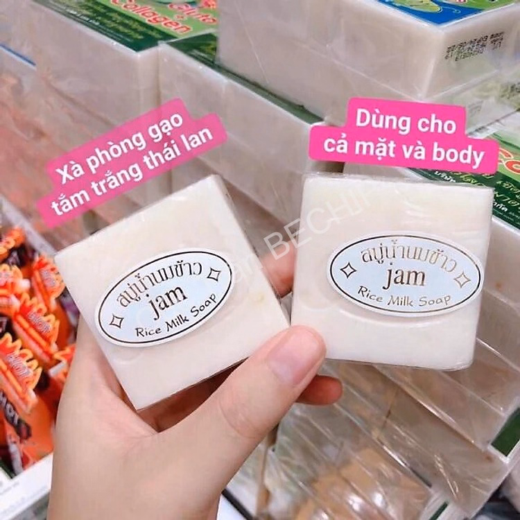Set 3 Bánh Xà Phòng Cám Gạo Thái Lan Jam Rice Milk Soap Dưỡng Trắng, Giảm Mụn Thâm Ctb175 – Bechip - Ảnh 11