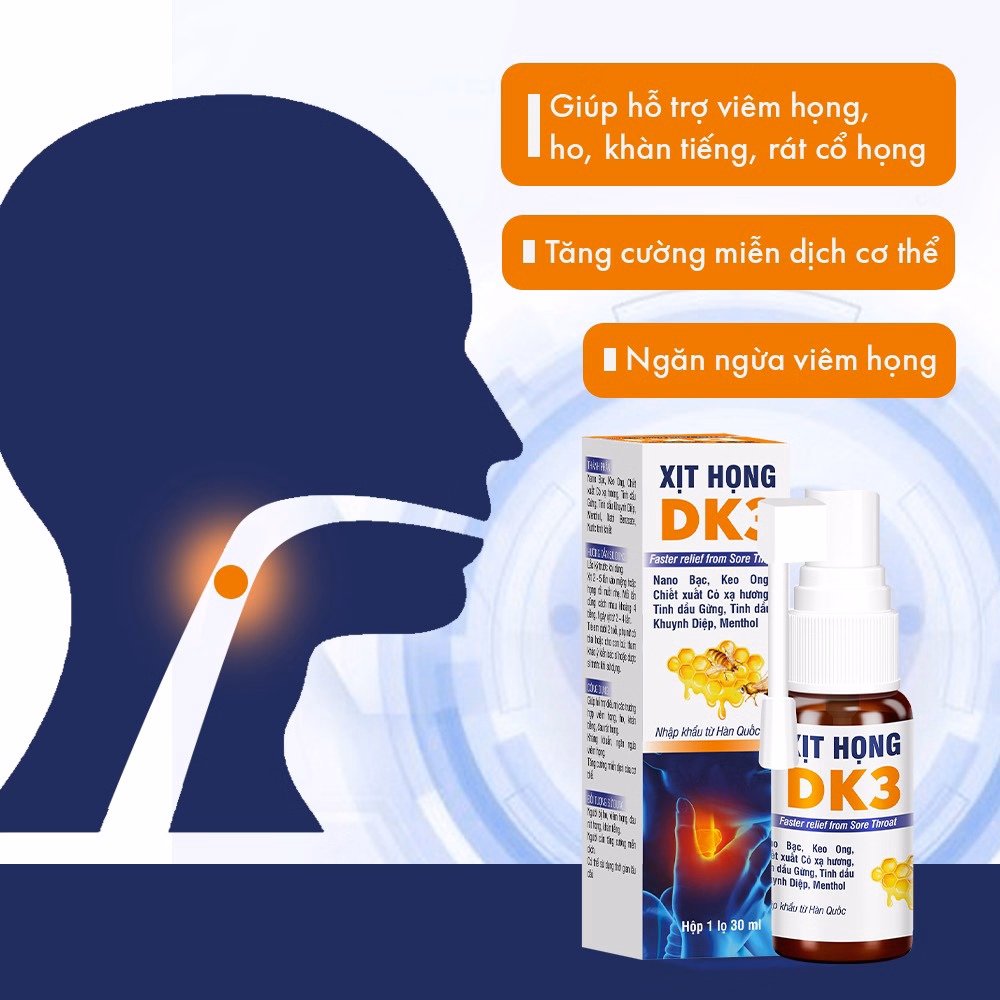 (Lọ) Xịt Họng Dk3 Hỗ Trợ Làm Giảm Cơn Đau Rát Cổ Họng 30Ml/Lọ - Dân Khang - Ảnh 2