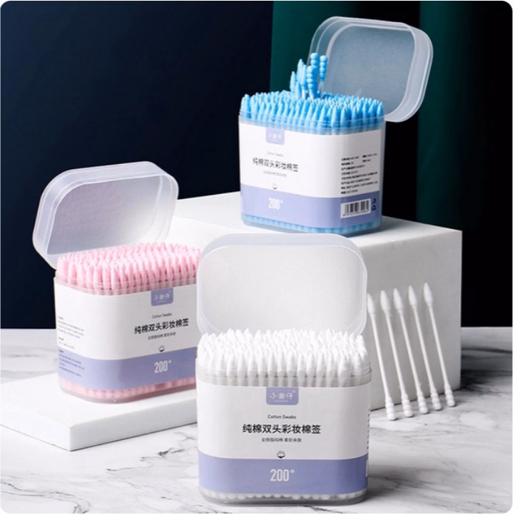 Hộp 200 Cái Tăm Bông Ngoáy Tai, Trang Điểm Hai Đầu Cbt266 - Bechip - Ảnh 2