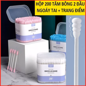 Hộp 200 Cái Tăm Bông Ngoáy Tai, Trang Điểm Hai Đầu Cbt266 - Bechip