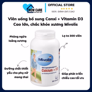 Viên Uống Bổ Sung Canxi + Vitamin D3 Lọ 300 Viên - Mivolis
