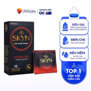 Bao Cao Su Non-Latex Siêu Gai Lượn Sóng Skyn Intense Feeling Nhiều Gel Hộp 10 Bao - Lifestyles