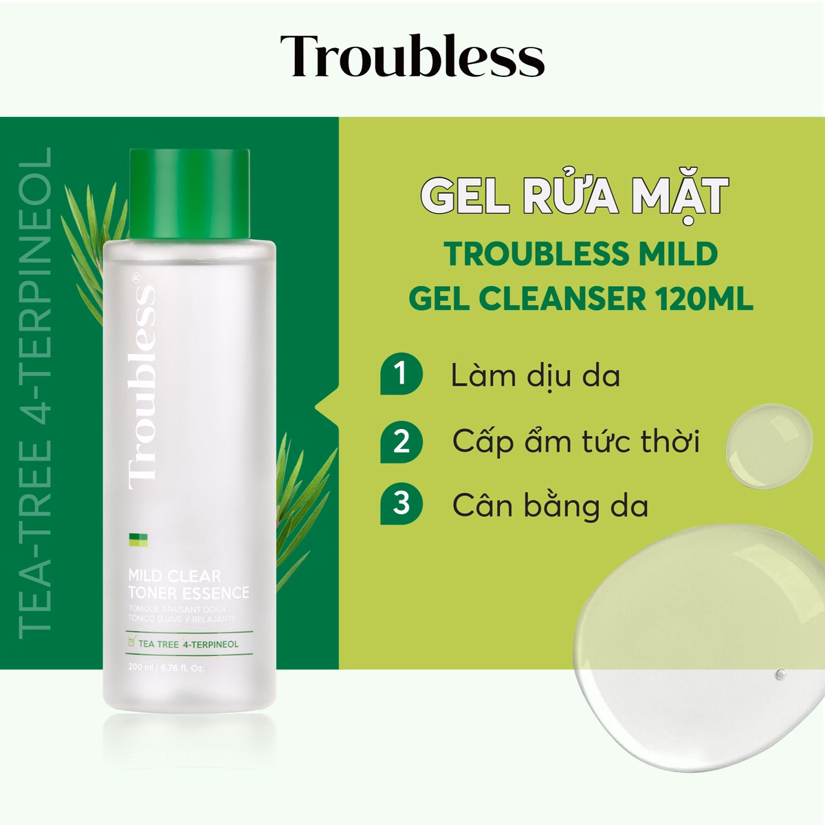 Nước Cân Bằng Troubless Làm Dịu Da Tẩy Tế Bào Chết, Sáng Da, Giảm Mụn 200Ml - Ảnh 2