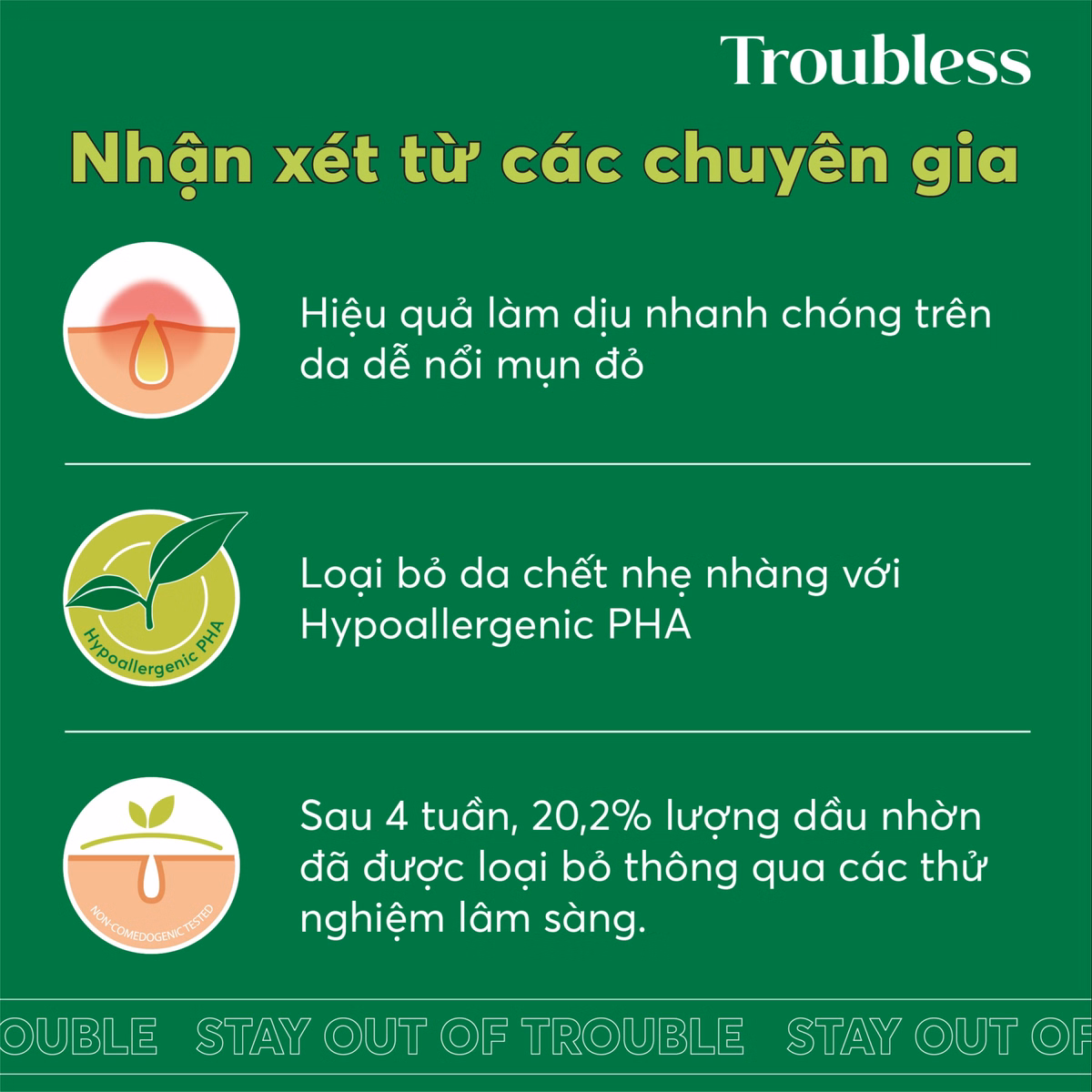Nước Cân Bằng Troubless Làm Dịu Da Tẩy Tế Bào Chết, Sáng Da, Giảm Mụn 200Ml - Ảnh 6