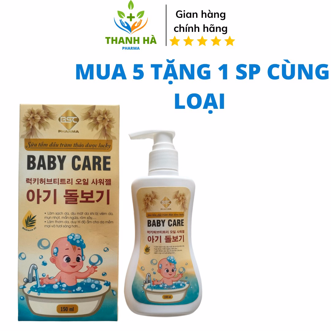 Sữa Tắm Dầu Tràm Thảo Dược Baby Care Ngừa Viêm Da,Mụn Nhọt Mẩn Ngứa ,Rôm Sảy 150Ml - Bsc