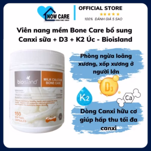 Viên Nang Mềm Bone Care Bổ Sung Canxi Sữa + D3 + K2 Úc - Bioisland