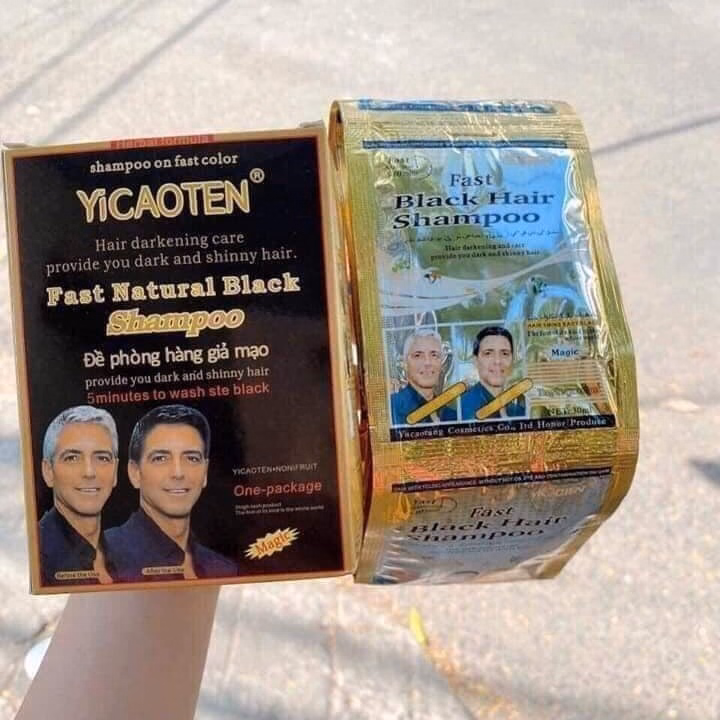 Gội Đen Tóc Yicaoten Nhân Sâm Chỉ Cần Gội Là Đen Hộp 10 Gói Kt1- Gdn - Ảnh 3