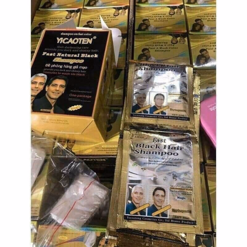 Gội Đen Tóc Yicaoten Nhân Sâm Chỉ Cần Gội Là Đen Hộp 10 Gói Kt1- Gdn - Ảnh 4