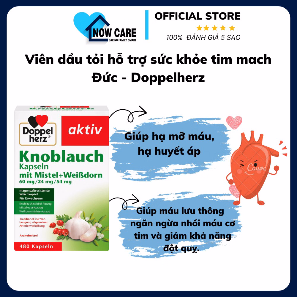 Viên Dầu Tỏi Hỗ Trợ Sức Khỏe Tim Mach Đức - Doppelherz