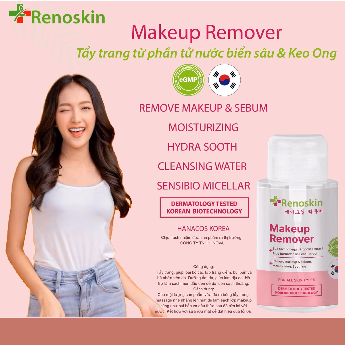 Nước Tẩy Trang Make Up Remover Hàn Quốc 200 Ml - Renoskin - Ảnh 5