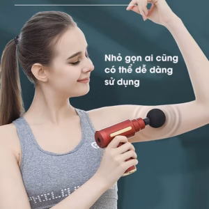 Máy Massage Cầm Tay 4 Đầu 6 Chế Độ Đấm Lưng, Đầu Cổ Vai Gáy Massage Gun 25W - Shop Mẹ Bống