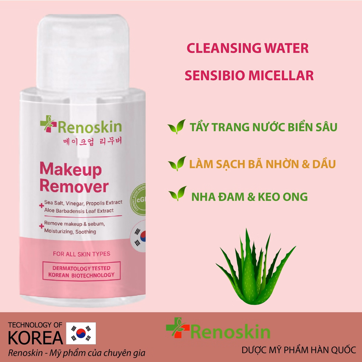 Nước Tẩy Trang Make Up Remover Hàn Quốc 200 Ml - Renoskin