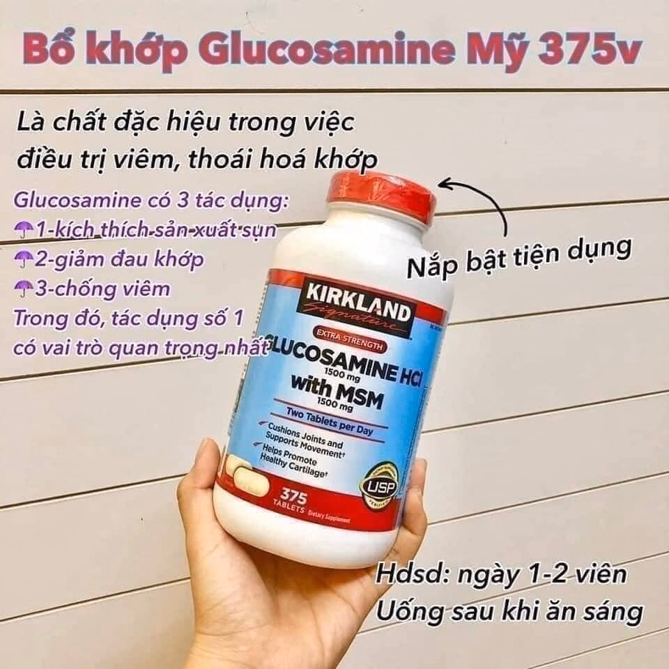 Viên Hỗ Trợ Xương Khớp Mỹ Glucosamine Hcl 1500Mg & Msm 1500Mg Lọ 375 Viên - Kirkland - Ảnh 4