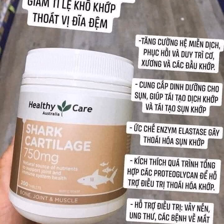 Viên Sụn Cá Mập Shark Cartilage 750Mg Lọ 200 Viên - Healthy Care - Ảnh 4