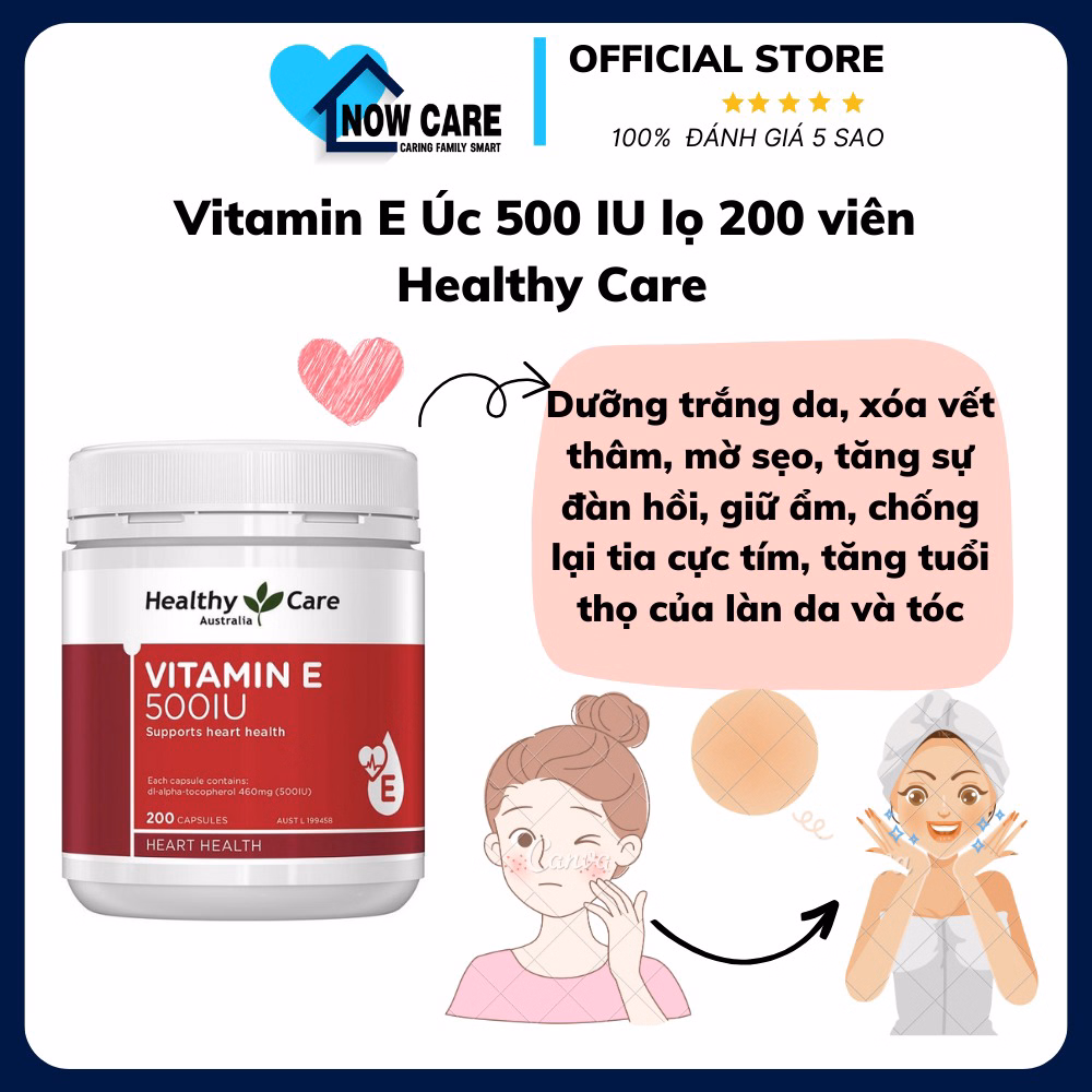 Vitamin E Úc 500 Iu Lọ 200 Viên - Healthy Care