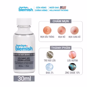 Lotion Chấm Mụn Tro Núi Lửa Giảm Mụn Nhanh Sau 1 Đêm Cho Mụn Đầu Trắng Volcanic Ash Drying Lotion 30Ml - Bye Bye Blemish