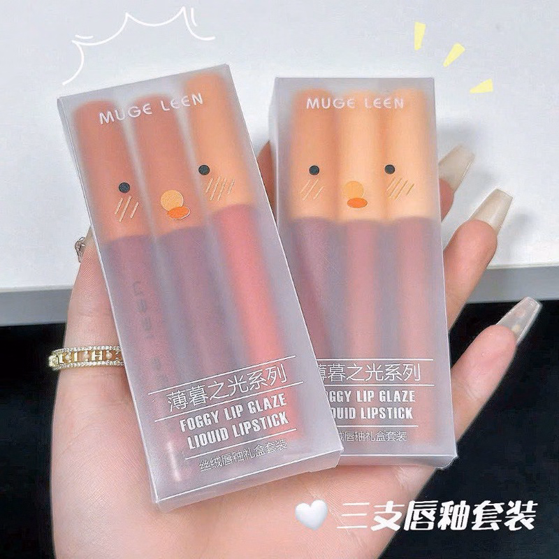 Son Kem Lì Set 3 Cây Muge Leen Fluffy Lip Glaze - Su - Ảnh 3