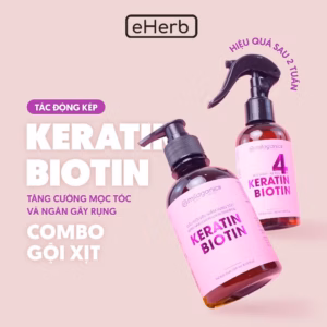 Combo Siêu Mọc Tóc Dầu Gội 240Ml & Xịt Mọc Tóc 150Ml Biotin & Keratin 4% Siêu Tăng Cường Mọc Tóc, Ngừa Rụng - Milaganics