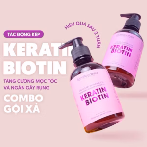 Combo Biotin & Keratin : Dầu Gội 240Ml & Dầu Xả 240Ml Tác Động Kép Siêu Tăng Cường Mọc Tóc Sau 2 Tuần - Milaganics