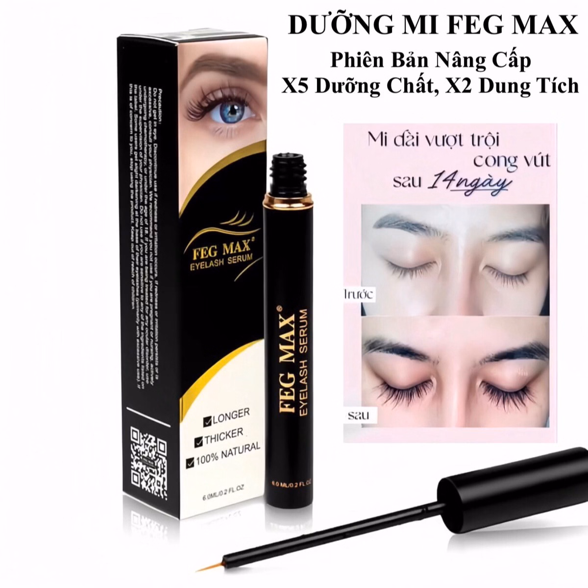 Dưỡng Mi Feg Max Ngày Đêm 2In1 - Bản Cải Tiến Mi Dài Và Dày Siêu Hiệu Quả - Mỹ Phẩm 24H