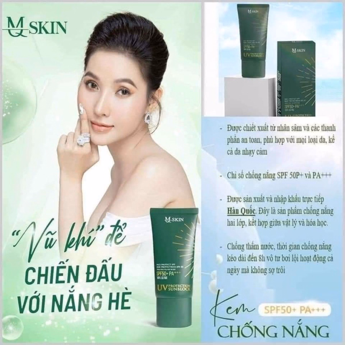 Kem Chống Nắng Mq Skin Spf50+Pa+++ Uv Protection Sunblock - Shop Mẹ Bống - Ảnh 4