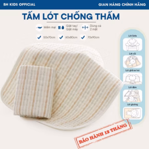 Tấm Lót Chống Thấm Đa Năng Cho Bé, Cho Mẹ Sau Sinh, Người Cao Tuổi Organic Cao Cấp, Mềm Mại, Dùng Cả 2 Mặt Ch132 - Bh Kids